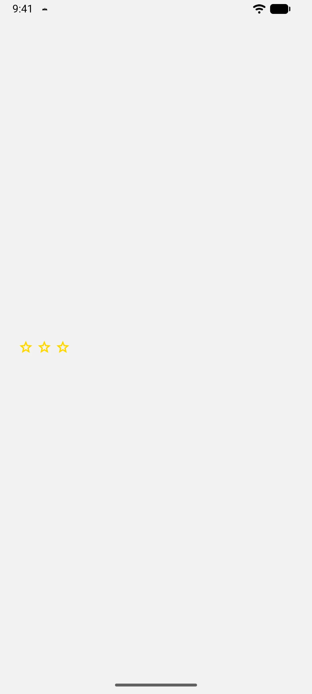 A row of three small gold stars drawn as Material Symbols