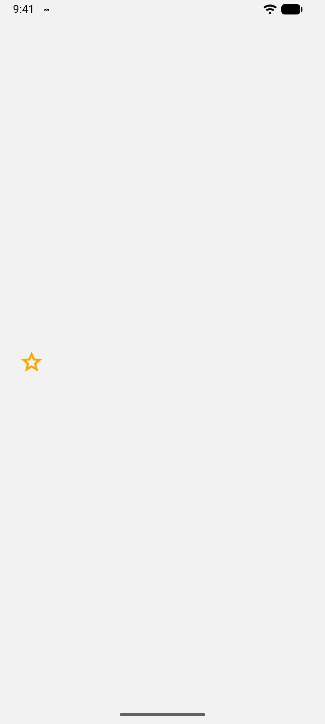 A large orange star drawn as a Material Symbol