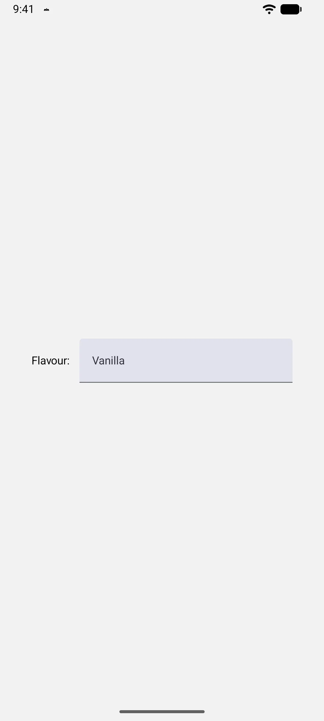 A Flavour label beside a dropdown set to Vanilla