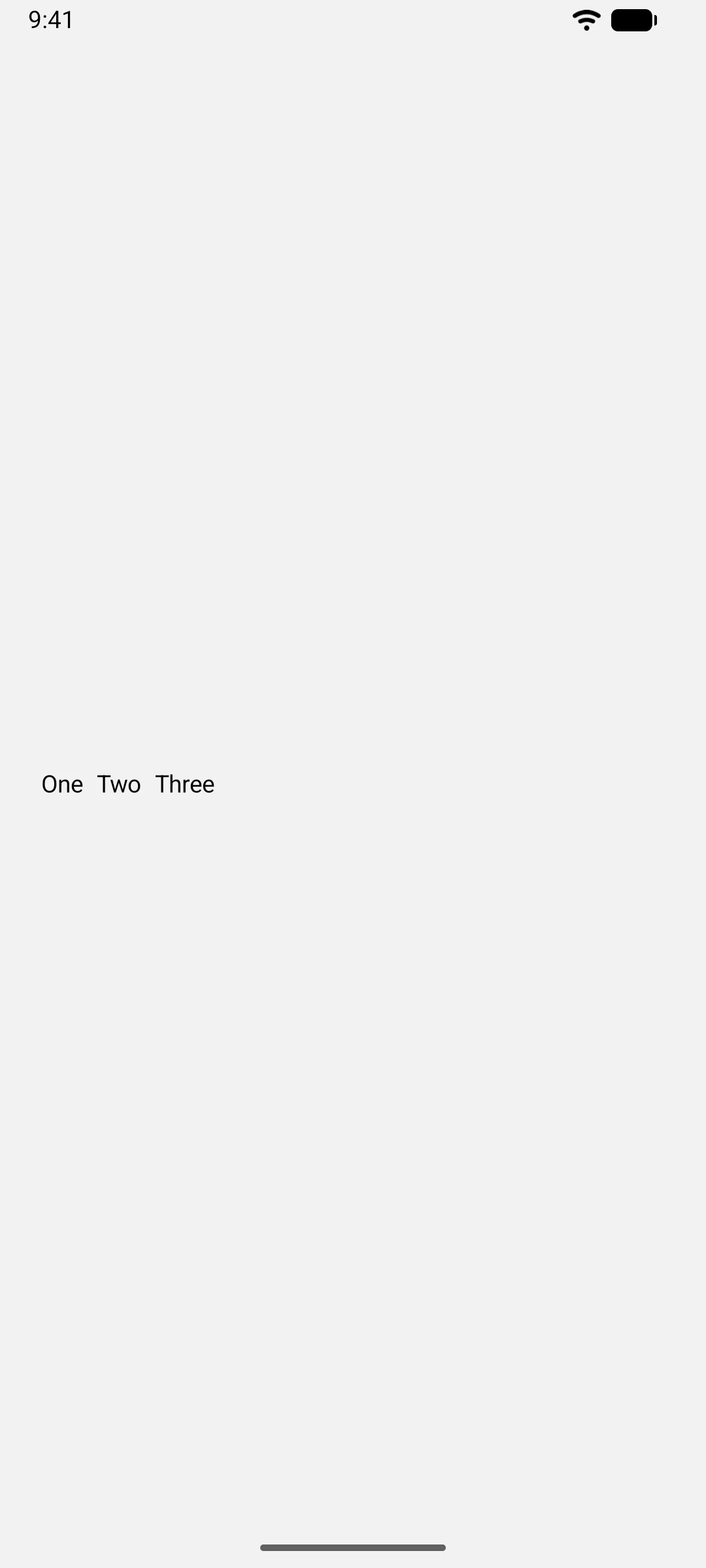 Three text labels in a horizontal row