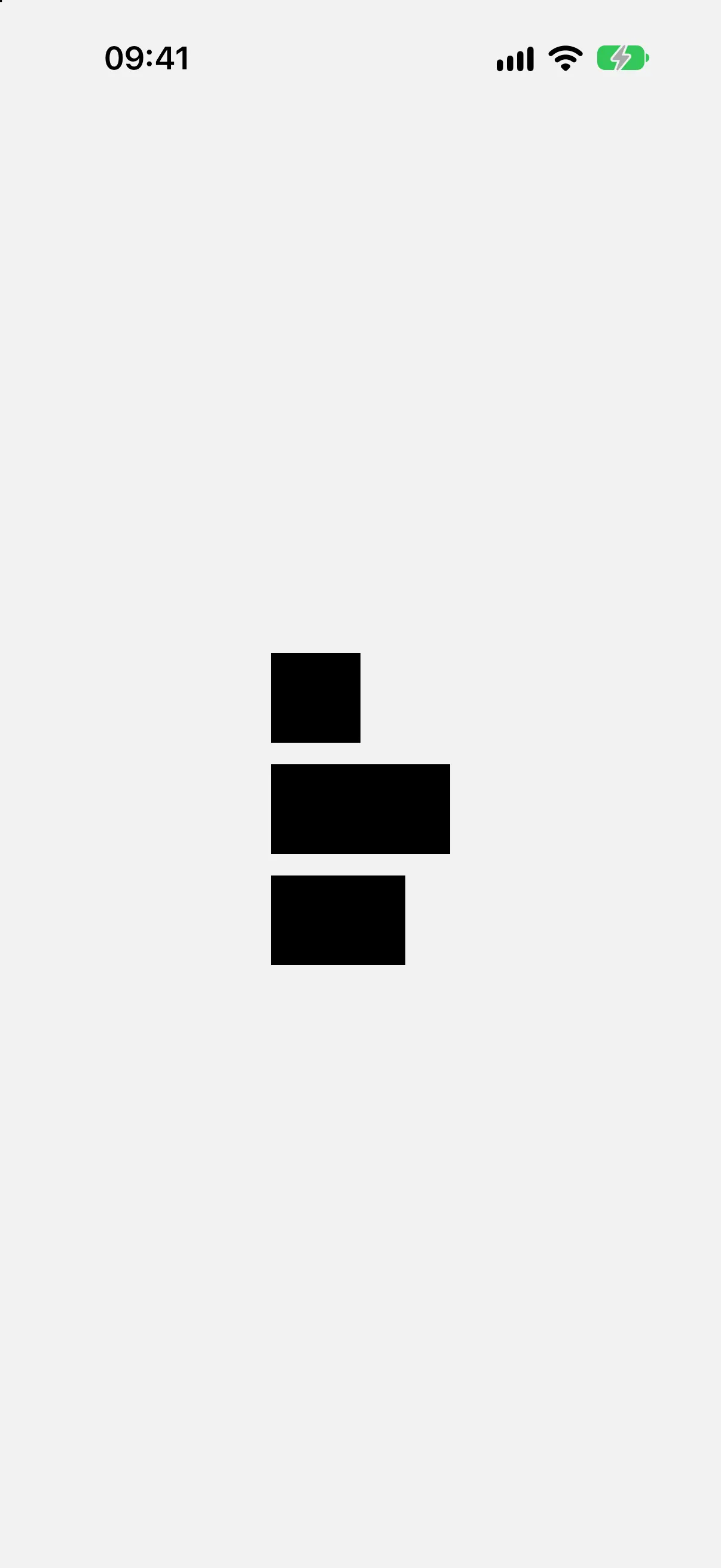 Three rectangles of different widths stacked vertically and sharing the same left edge